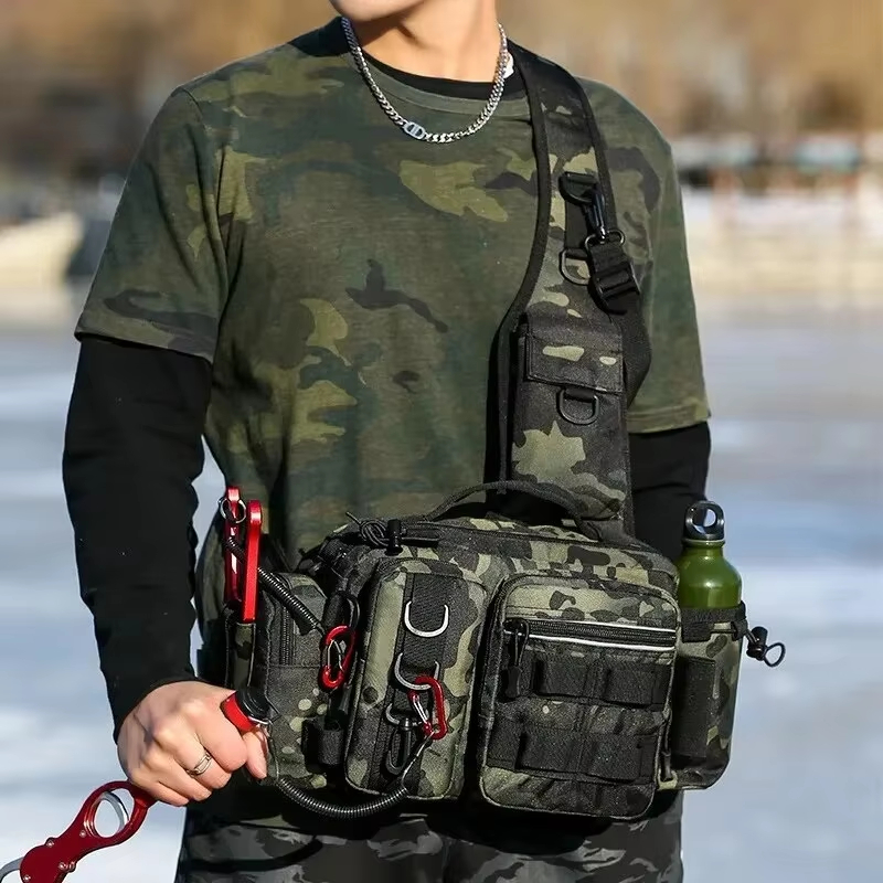 Fishing Backpack - กระเป๋าคาดเอวแบบยุทธวิธีสำหรับตั้งแคมป์ ปีนเขา ตกปลา เก็บอุปกรณ์ สำหรับเดินป่า ปั่นจักรยาน