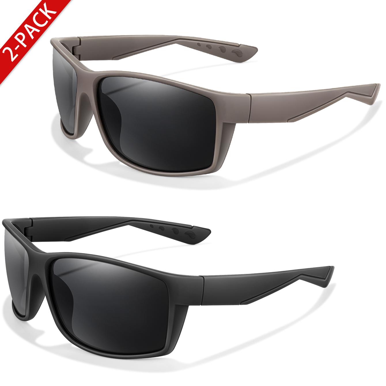Fishing Sunglasses Polarized - แว่นกันแดดโพลาไรซ์ 2 แพ็คป้องกันรังสียูวีสไตล์คลาสสิกแว่นกันแดดกีฬาตกปลาสำหรับผู้ชายผู้หญิงขี่จักรยานกลางแจ้งเดินป่าขับรถ