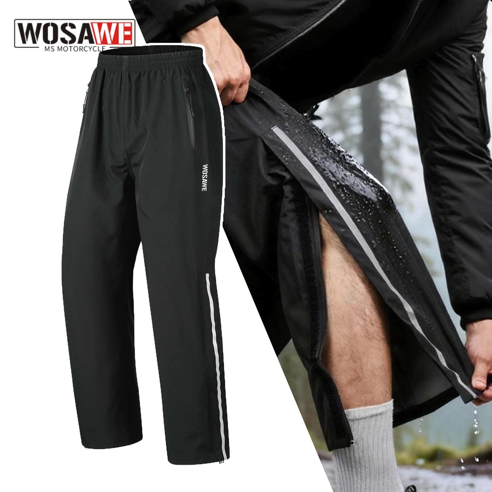 Fishing Pants Waterproof - WOSAWE กางเกงกันฝนกันลมผู้ชายผู้หญิงกลางแจ้งตั้งแคมป์เดินป่าปีนเขาท่องเที่ยวกันน้ำระบายอากาศได้ดีกางเกงตกปลา