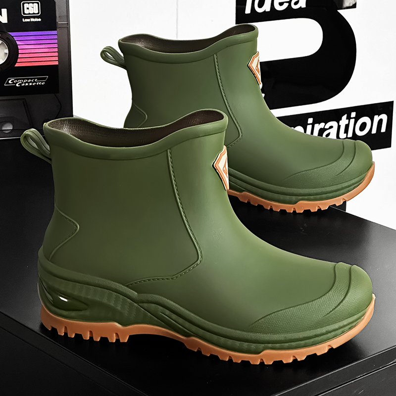 Fishing Boots - รองเท้าบูทกันฝนสำหรับผู้ชาย ทนทานต่อการสึกหรอ เหมาะสำหรับการปีนเขา ตกปลา กันลื่น แบบสั้น